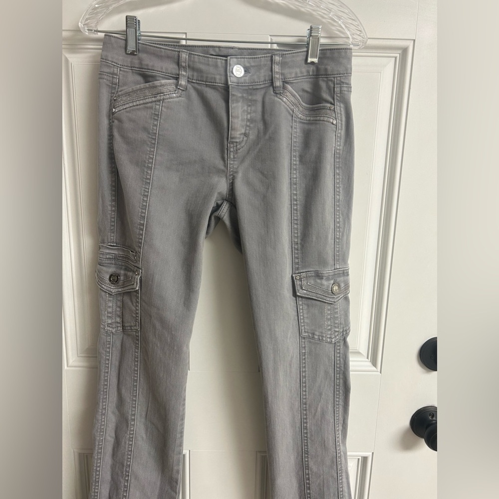 WHBM Steel Gray Slim Leg Cargo Pant Jeans Blanc 2R
